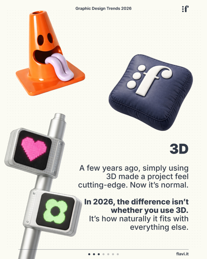 A few years ago, simply using 3D made a project feel cutting-edge. Now it’s normal. In 2026, the difference isn’t whether you use 3D. It’s how naturally it fits with everything else.