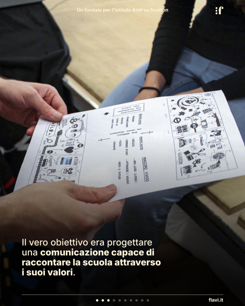Il fondale era solo il mezzo. Il vero obiettivo era progettare una comunicazione capace di raccontare la scuola attraverso i suoi valori.