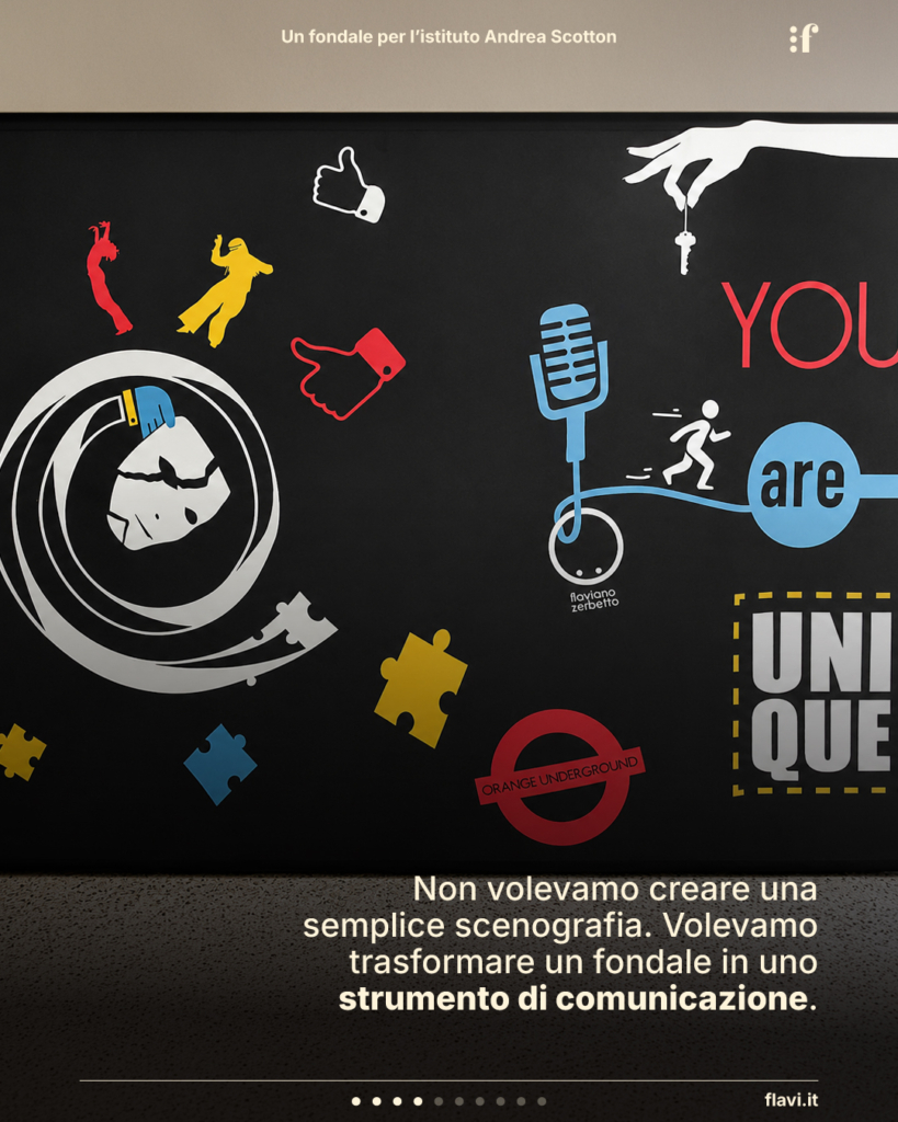 Non volevamo creare una semplice scenografia. Volevamo trasformare un fondale in uno strumento di comunicazione.