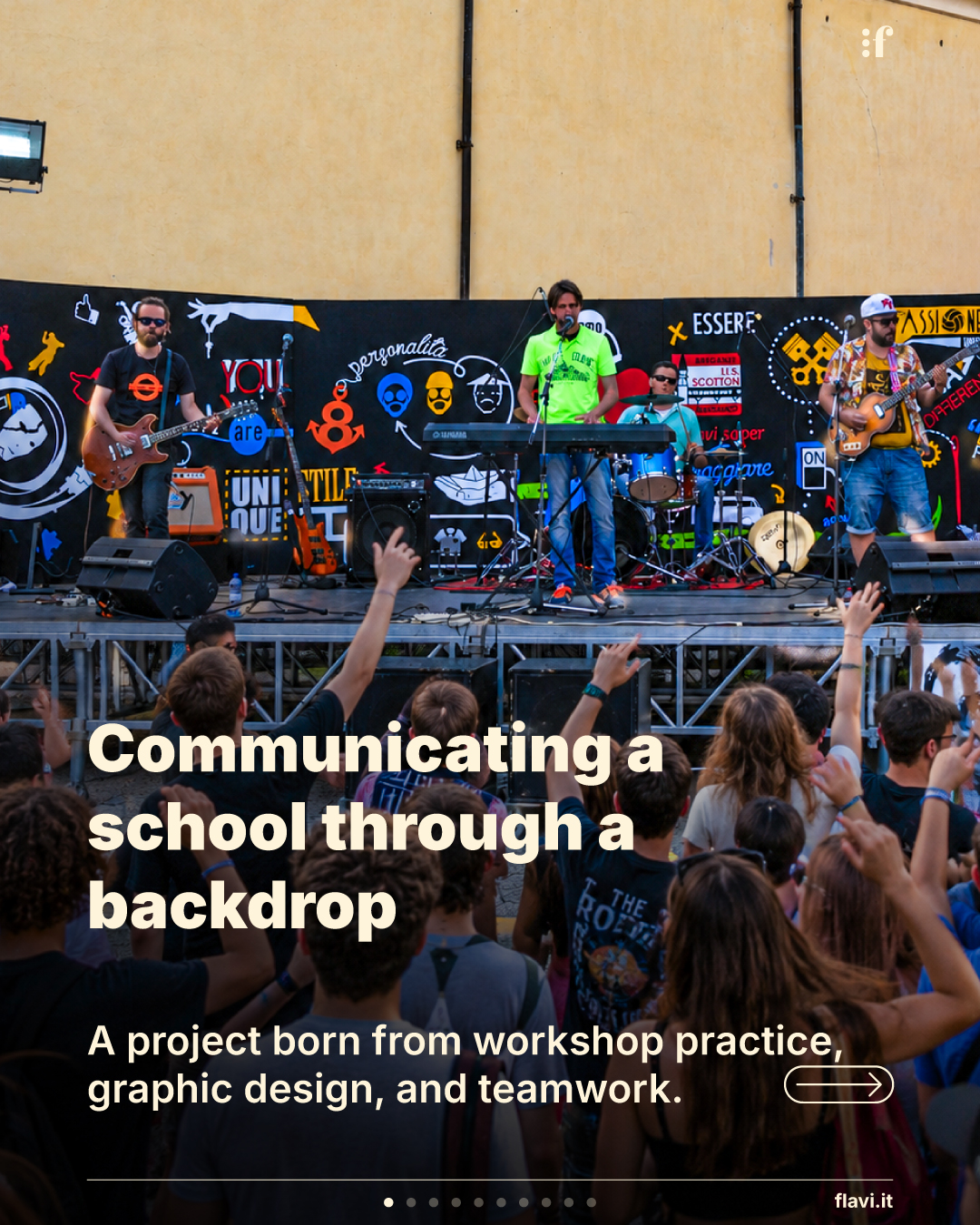 Communicating a school through a backdrop. A project born from workshop practice, graphic design, and teamwork.