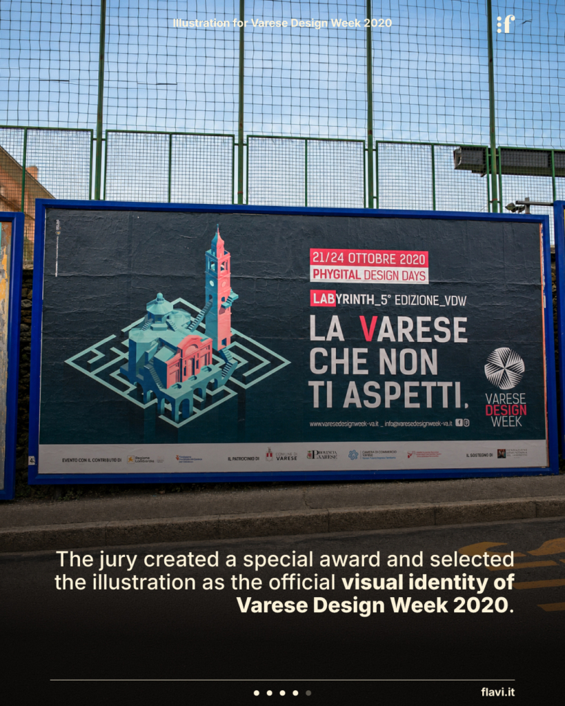 The jury created a special award and selected the illustration as the official visual identity of Varese Design Week 2020.