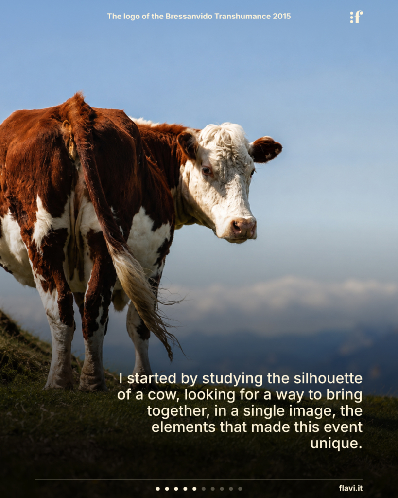 I started by studying the silhouette of a cow, looking for a way to bring together, in a single image, the elements that made this event unique.